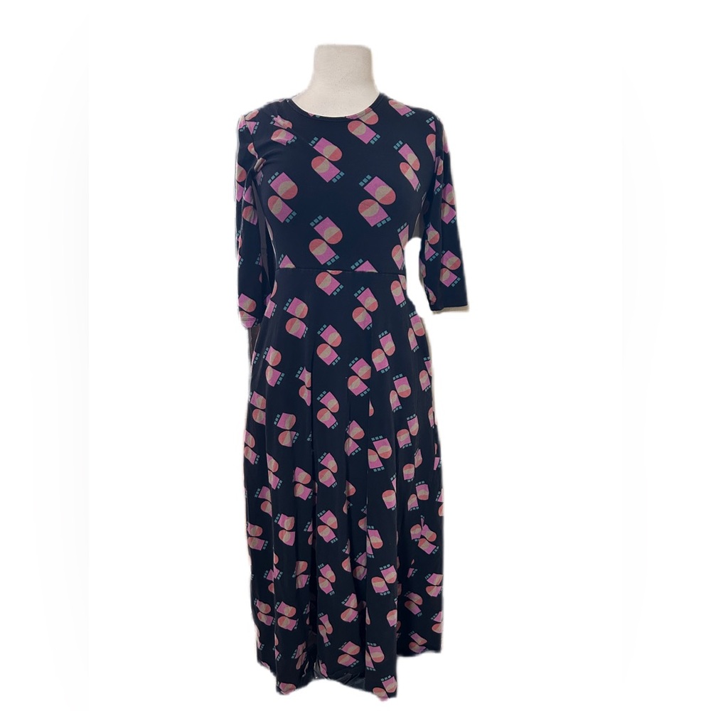 Mata Traders Dress Womens Small S Organic Cotton 3/4 Sleeve Novelty Print Boho